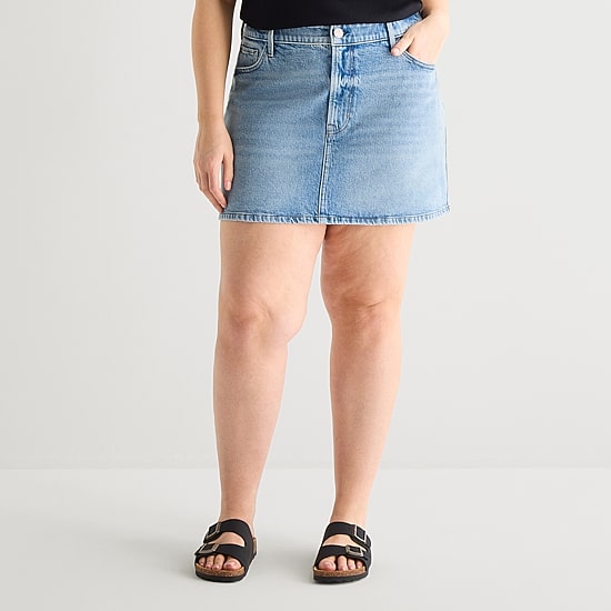 A.N.A Womens Plus Mid Rise Mini Denim Skirt