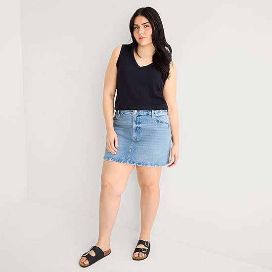 A.N.A Womens Plus Mid Rise Mini Denim Skirt