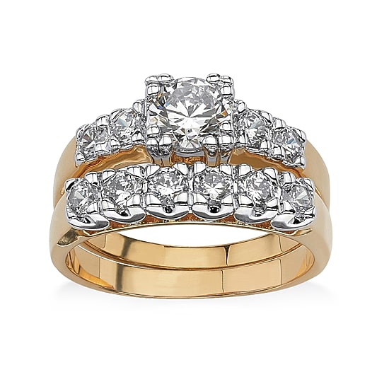 Womens 2 1/5 CT. T.W. Cubic Zirconia 18K Gold Over Brass Bridal Set