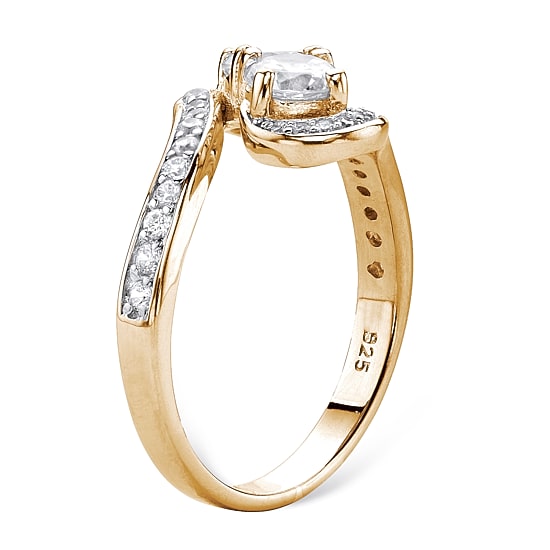 DiamonArt® Womens 1 3/8 CT. T.W. White Cubic Zirconia 14K Gold Over Silver Cocktail Ring