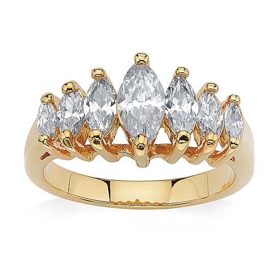 Womens 1 1/2 CT. T.W. Cubic Zirconia 18K Gold Over Brass Engagement Ring