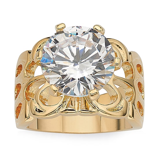 Womens 6 CT. T.W. Cubic Zirconia 14K Gold Over Brass Engagement Ring