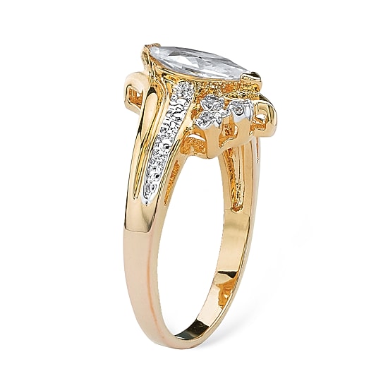 Womens 1 1/10 CT. T.W.  Cubic Zirconia 14K Gold Over Brass Engagement Ring