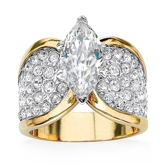 Womens 2 1/2 CT. T.W. Cubic Zirconia 14K Gold Over Brass Cocktail Ring