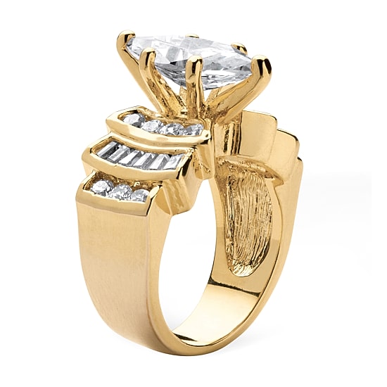 Womens 3 3/4 CT. T.W. Cubic Zirconia 14K Gold Over Brass Engagement Ring