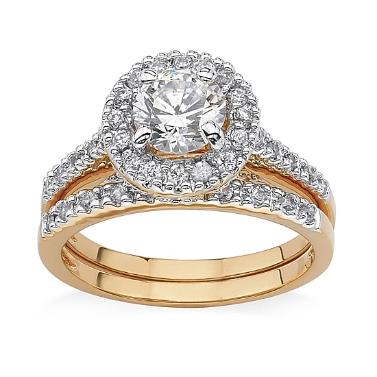 Womens 1 3/4 CT. T.W. Cubic Zirconia 18K Gold Over Brass Bridal Set
