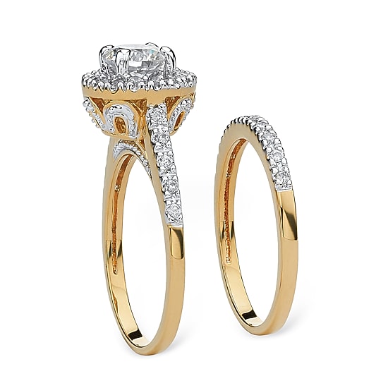 Womens 1 3/4 CT. T.W. Cubic Zirconia 18K Gold Over Brass Bridal Set