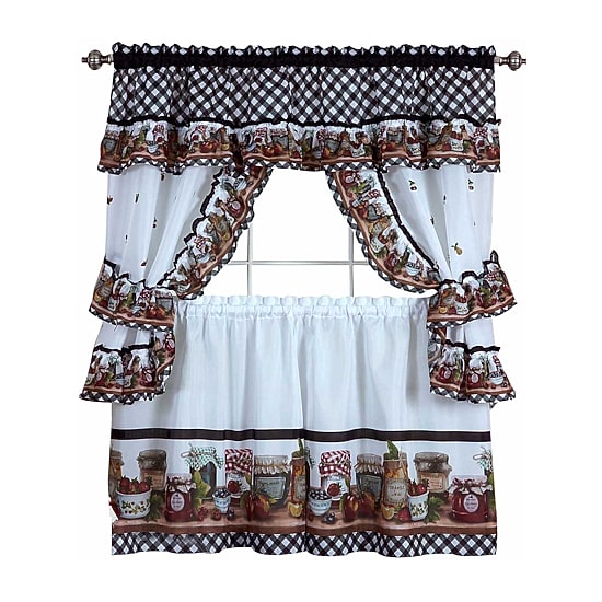 Mason Jars Cottage 5-pc. Rod Pocket Kitchen Curtains & Drapes Window Set