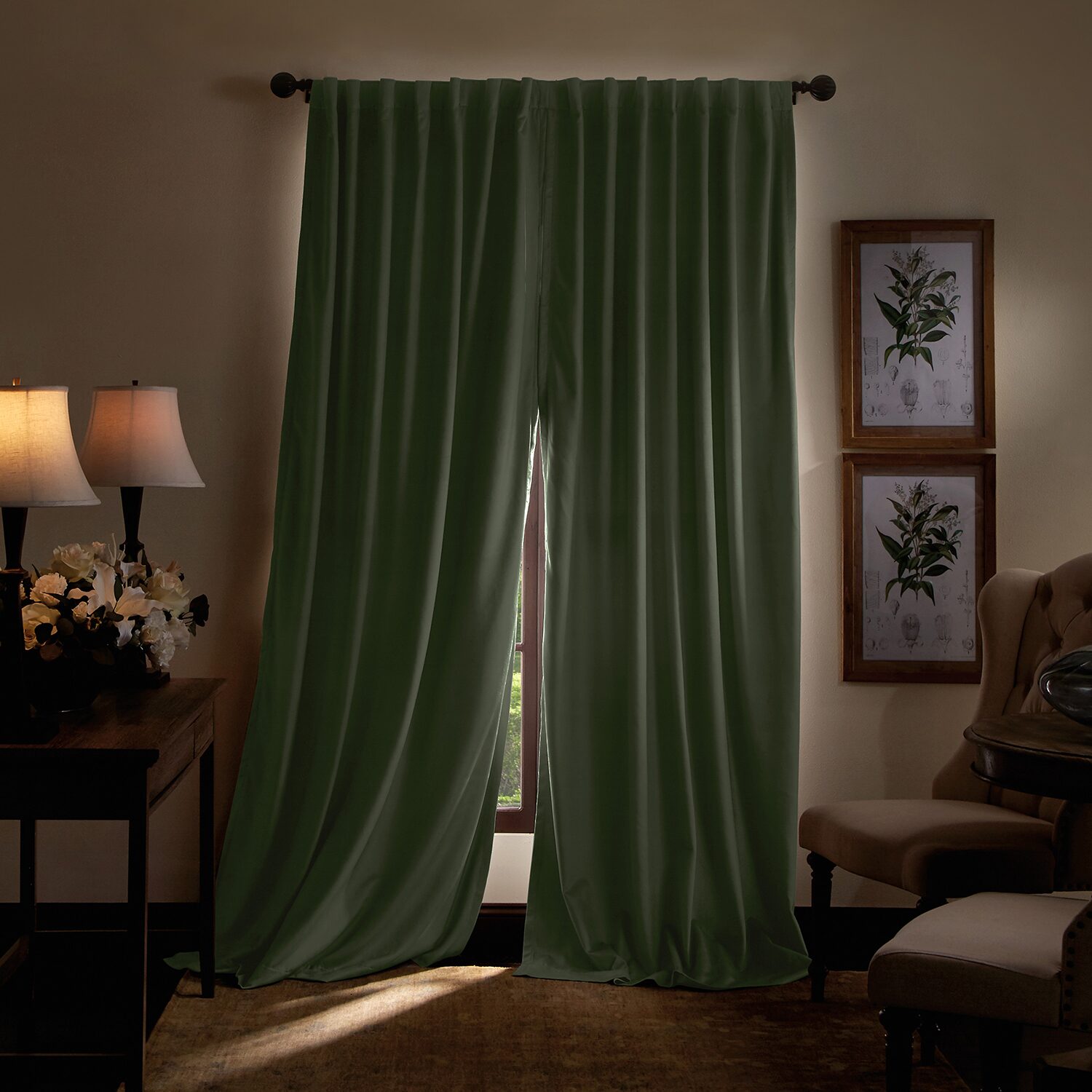 Martha Stewart Lucca Velvet Rod Pocket Blackout Set of 2 Curtain Panel