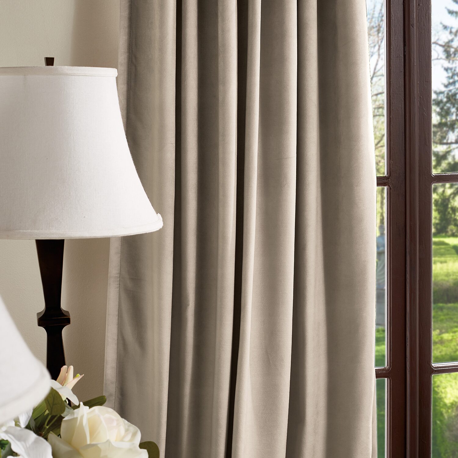 Martha Stewart Lucca Velvet Rod Pocket Blackout Set of 2 Curtain Panel