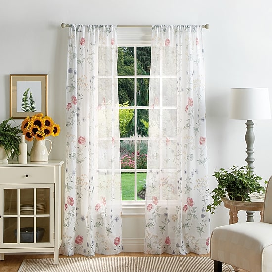 Martha Stewart Garden Print Light-Filtering Set of 2 Curtain Panel