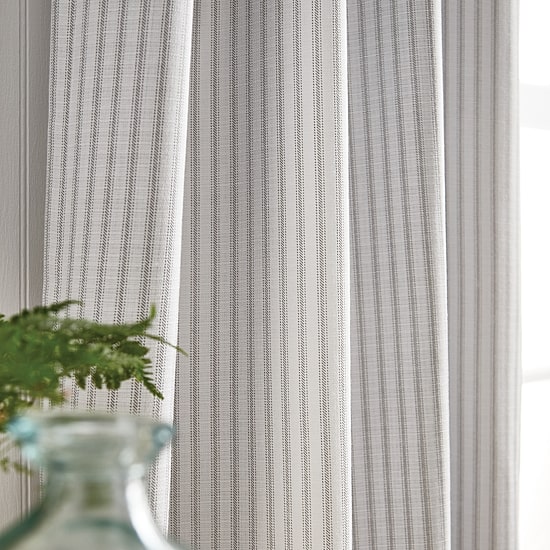 Martha Stewart Ticking Stripe Rod Pocket Back Tab Blackout Set of 2 Curtain Panel
