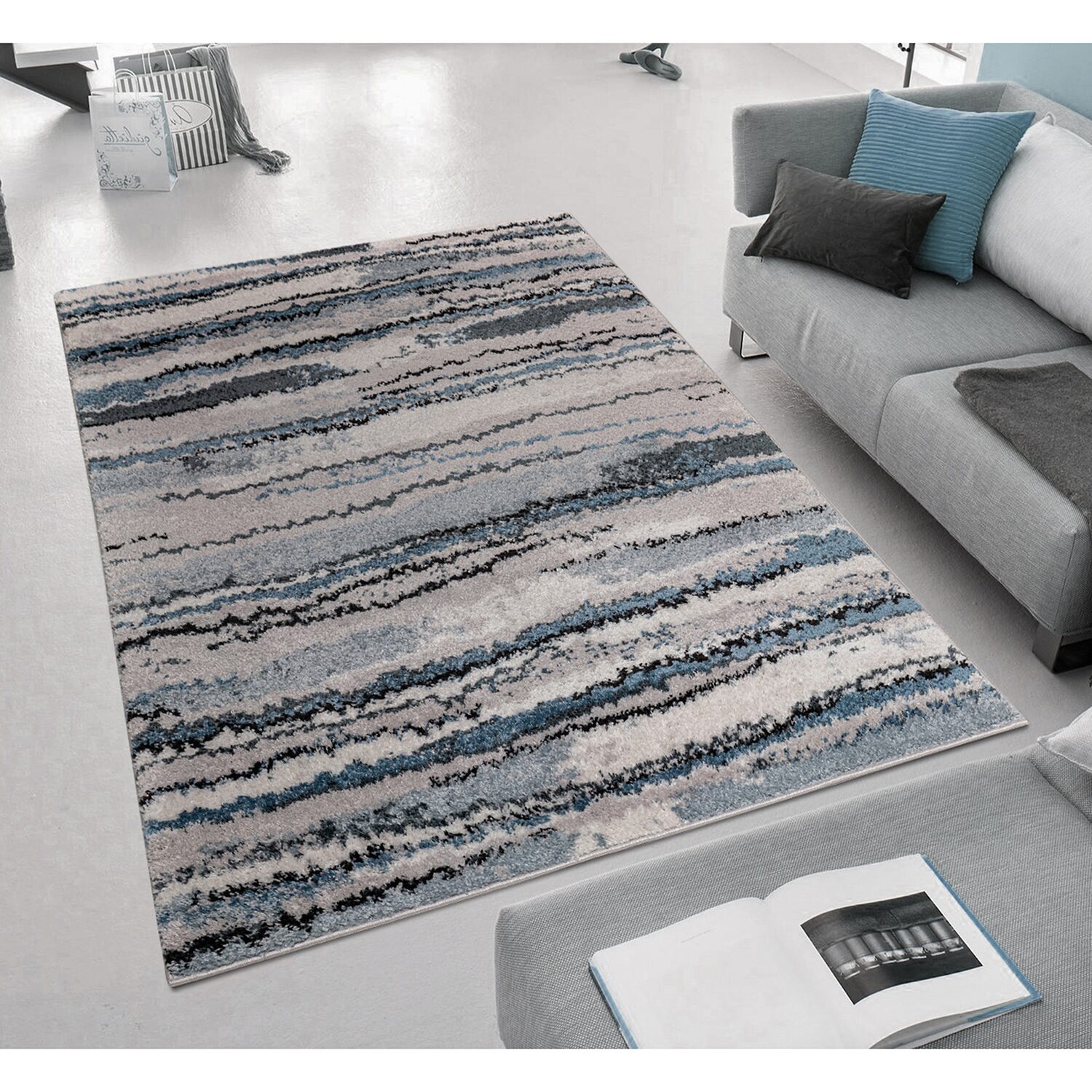 Madison Park Cadence Cozy Shag Abstract Machine Woven Skid Resistant Indoor Rectangular Area Rug