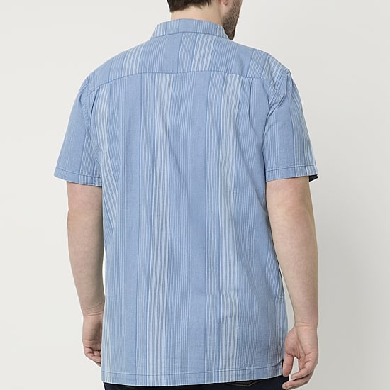 mutual weave Mens Short Sleeve Big and Tall Camp Shirt