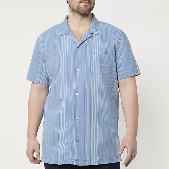 mutual weave Mens Short Sleeve Big and Tall Camp Shirt