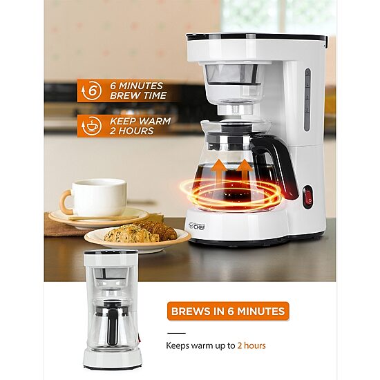 Commercial Chef Drip Coffee Maker with pour over cup