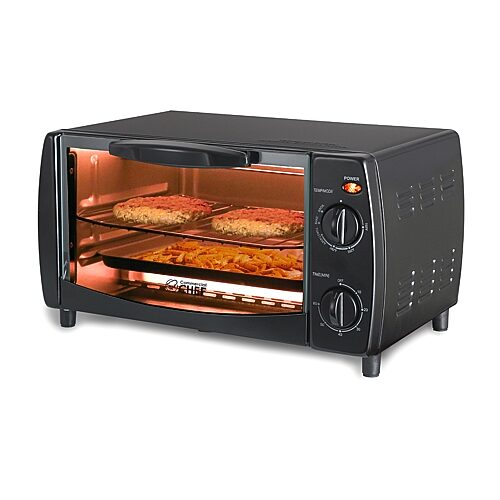 Commercial Chef 10L 4 Slice Mechanical Toaster Oven, One Size, Black