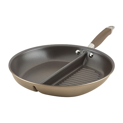 Anolon Advanced Home Hard-Anodized 12.5" Nonstick Divided Grill and Griddle Skillet - Bronze