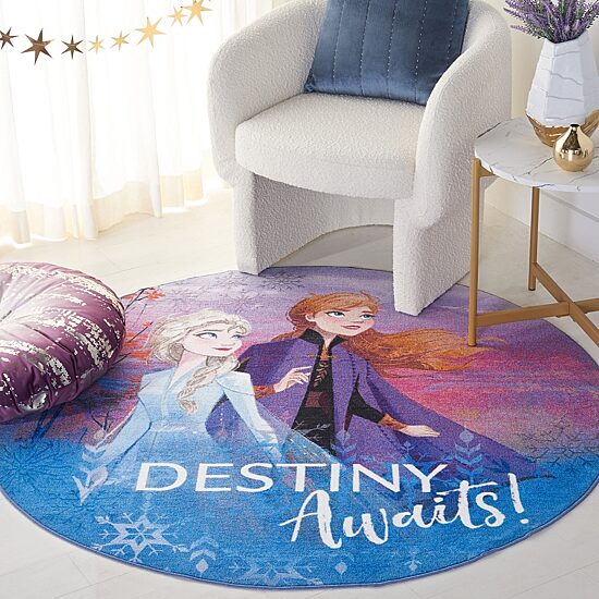 Disney Frozen II Collection Destiny Washable 5'x5' Indoor Round Area Rug