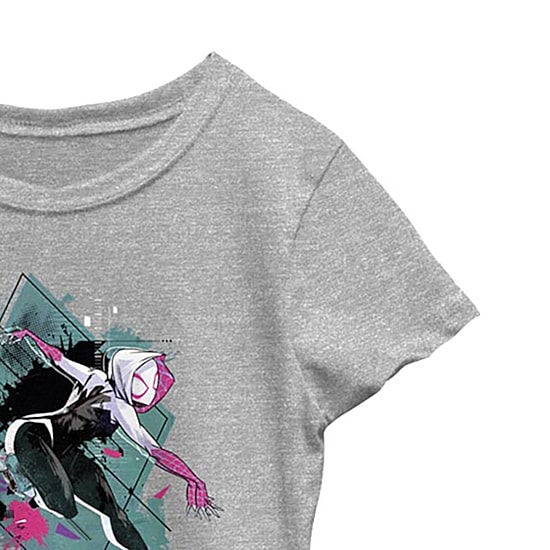 Disney Collection Little & Big Kid Girls Crew Neck Short Sleeve Regular Fit Marvel Spiderman Graphic T-Shirt