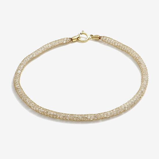 Made in Italy Womens 10K Gold 7.5 Inch Solid Link Chain Bracelet