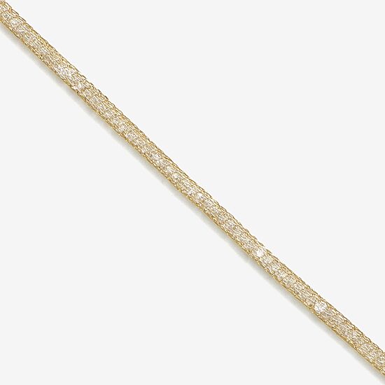 Made in Italy Womens 10K Gold 7.5 Inch Solid Link Chain Bracelet