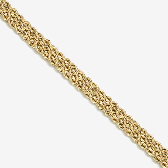 Made in Italy Womens 14K Gold 7.5 Inch Hollow Rope Chain Bracelet