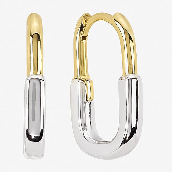 Silver Reflections Womens 21.1mm Rectangular Hoop Earrings