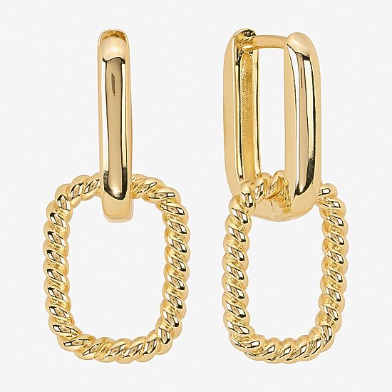 Silver Reflections Womens 14K Gold Over Brass Rectangular Drop Earrings