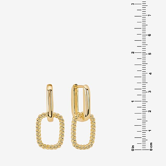 Silver Reflections Womens 14K Gold Over Brass Rectangular Drop Earrings