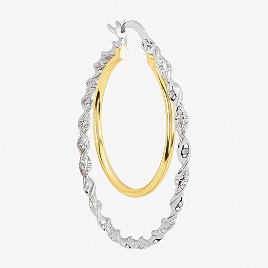 Silver Reflections Womens 41.9mm Hoop Earrings