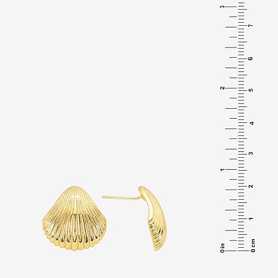 Silver Reflections Shell 14K Gold Over Brass 20.3mm Stud Earrings