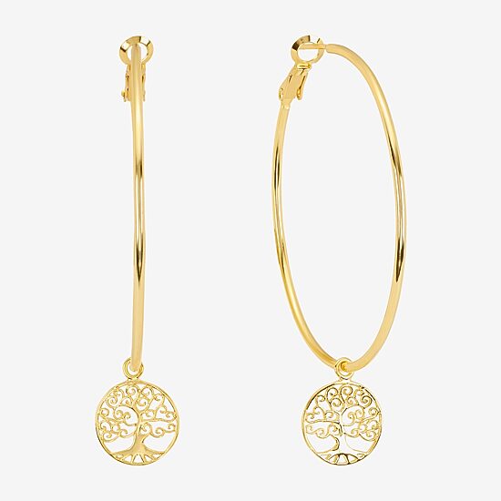 Silver Reflections Saint Jude Womens 14K Gold Over Brass 64.5mm Hoop Earrings
