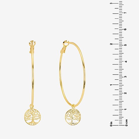 Silver Reflections Saint Jude Womens 14K Gold Over Brass 64.5mm Hoop Earrings