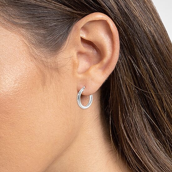 Silver Reflections Womens 30mm Hoop Earrings
