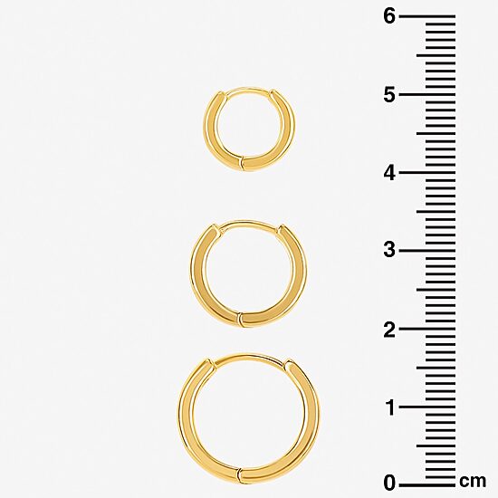 Silver Reflections Womens 18K Gold Over Brass 3 Pair Earring Set