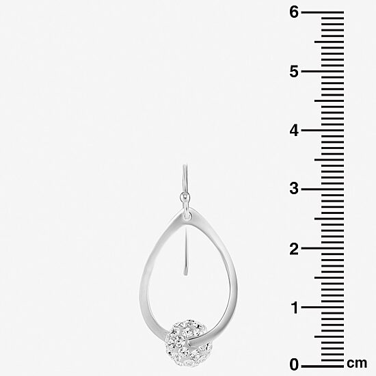 Sparkle Allure Womens White Crystal Pure Silver Over Brass Drop Earrings