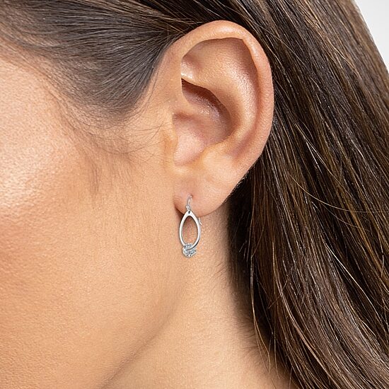 Sparkle Allure Womens White Crystal Pure Silver Over Brass Drop Earrings
