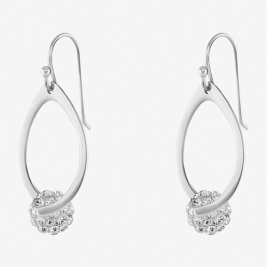Sparkle Allure Womens White Crystal Pure Silver Over Brass Drop Earrings