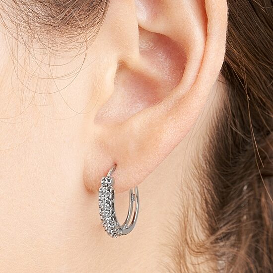 Sparkle Allure Diamond Accent Round Hoop Earrings