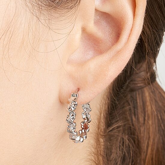 Sparkle Allure Diamond Accent Silver Over Brass Curved Hoop Earrings