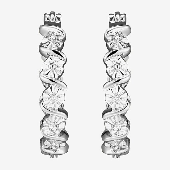 Sparkle Allure Diamond Accent Silver Over Brass Curved Hoop Earrings