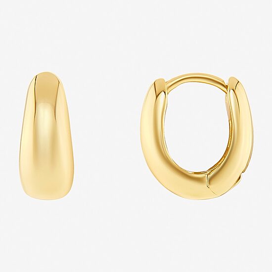 Silver Reflections Womens 14K Gold Over Brass 12mm Hoop Earrings