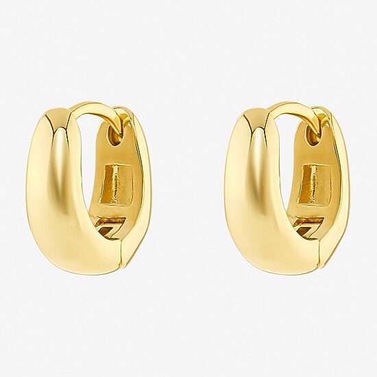 Silver Reflections Womens 14K Gold Over Brass 12mm Hoop Earrings