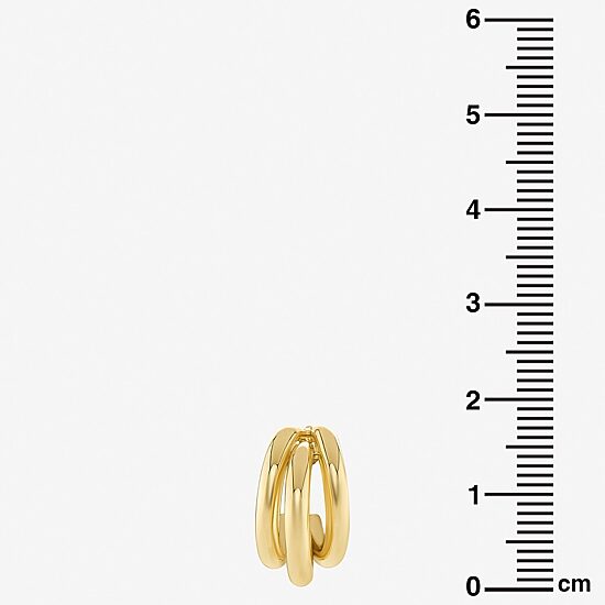 Silver Reflections Triple Row Womens 14K Gold Over Brass 23mm Hoop Earrings
