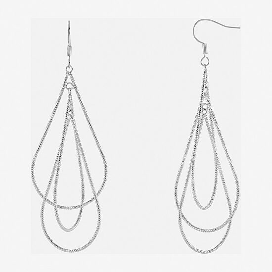 Silver Reflections Orbital Womens Pure Silver Over Brass Drop Earrings