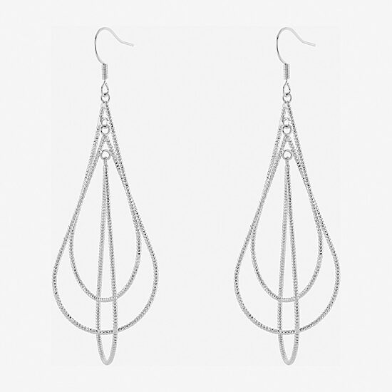 Silver Reflections Orbital Womens Pure Silver Over Brass Drop Earrings
