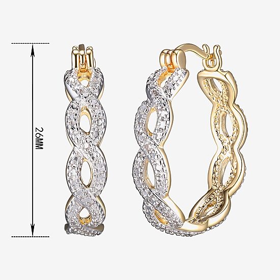 Sparkle Allure Diamond Accent 18K Gold Over Brass Hoop Earrings