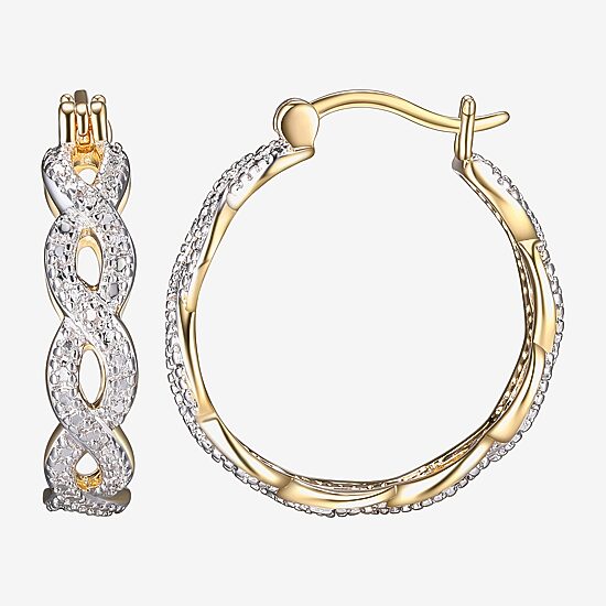 Sparkle Allure Diamond Accent 18K Gold Over Brass Hoop Earrings
