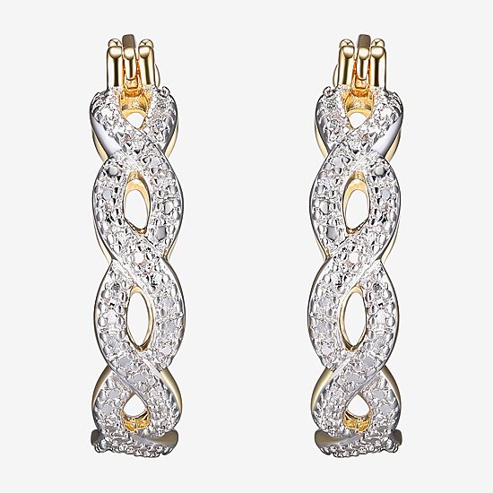 Sparkle Allure Diamond Accent 18K Gold Over Brass Hoop Earrings